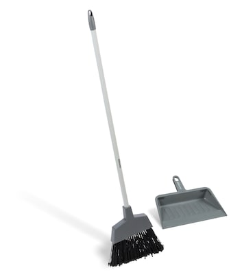 Coastwide Professional™ 12" Angled Broom and 11.9" Dustpan, Gray