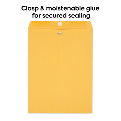 Staples 12 x 15.5 Clasp & Moistenable Glue Kraft Catalog Envelopes, Brown, Heavy-Duty Mailing Envelopes for Documents, 100/Box