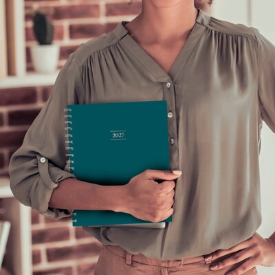 2027 Mead Essentials 7" x 8.75" Calendar Year Daily & Monthly Planner, Plastic Cover, Teal (CRD8304227)