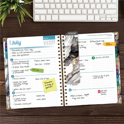 2026-2027 Excello Brands 8.5 x 11 Academic Weekly & Monthly Planner, Paperboard Cover, Black Gold Marble (FSHN-AY26-8511-34)