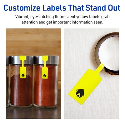Avery Laser/Inkjet Barbell Multipurpose Labels, 0.5" x 2.5", Neon Yellow, 450/Pack (94749)