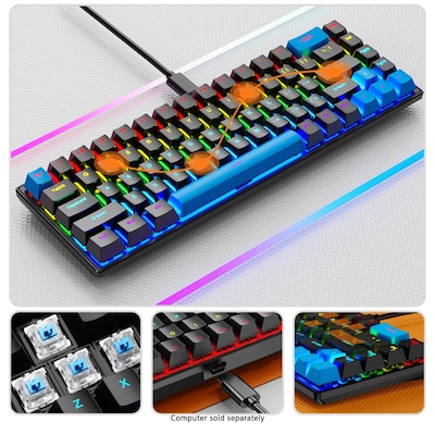 SaharaCase Wired Gaming Keyboard & Mouse Combo, Black/Blue (KB32)