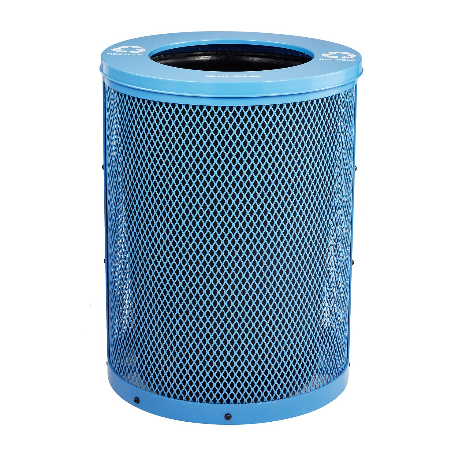 Alpine Industries 4460 Steel Mesh Outdoor Recycling Bin, 36 Gallon, Blue (ALP4460-01-C)
