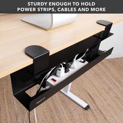 Mount-It! Clamp-on Under Desk Cable Management Tray, Holds up to 11 lbs., Matte Black (MI-7286BLK)