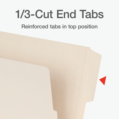 Pendaflex End Tab File Folder, 1-Tab, Left Position, Letter Size, Manila, 100/Box(1007004)