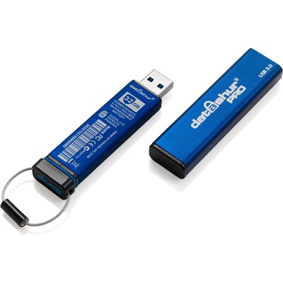 iStorage datAshur PRO 8GB USB 3.2 Gen 1 Type-A Encrypted Flash Drive, Blue (IS-FL-DA3-256-8)
