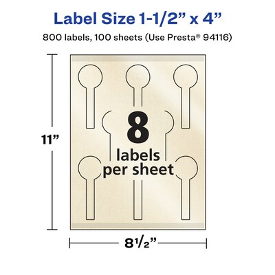 Avery Pearlized Ivory Decorative Edge Multipurpose Labels, 1.5" x 4", Ivory, 800/Box (94116)