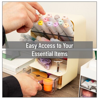 Mind Reader 8-Compartment Plastic Desk Organizer, White (MINI-WHT)