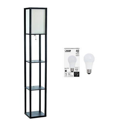 Creekwood Home Classix 62.5" Floor Lamp with Rectangular Shade, Black (CWF-3007-BK-LB)