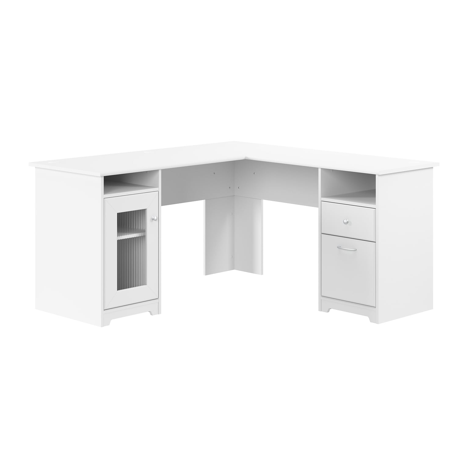 Bush Furniture Cabot 60W L Shaped Computer Desk with Storage, White (WC31930K)