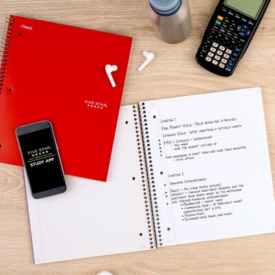 Five Star 1-Subject Notebook, 8.5" x 11", College Ruled, 100 Sheets, Red (72053)