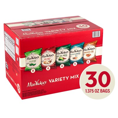 Miss Vickies Kettle Cooked Variety Potato Chips, 30 Bags/Pack (295-00010)
