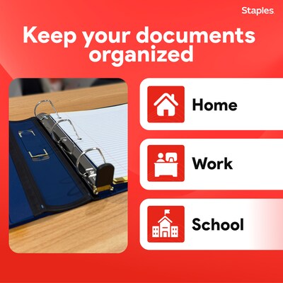 Staples 1 1/2" 3-Ring Better Binder, D-Ring, Navy (ST55855-CC)