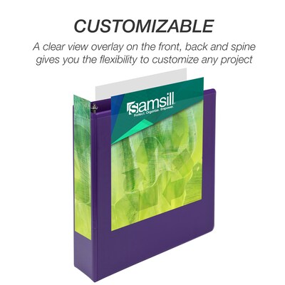 Samsill Earth's Choice Plant-Based 2" View Binders,  3-Ring , Made in USA, Purple, 2/Pack (SAMU86608)