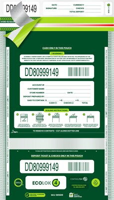 CONTROLTEK EcoLok Deposit Bags, 500/Carton (585609)