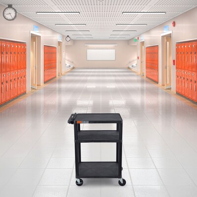 Luxor ENDURA AV 3-Shelf Media Utility Cart with Electric Power, Black (LP34E-B)