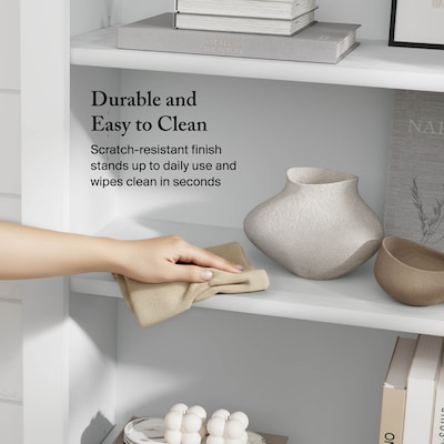 Bush Furniture Somerset 65"H 5-Shelf Bookcase with Adjustable Shelves, White Laminate (WC81965)