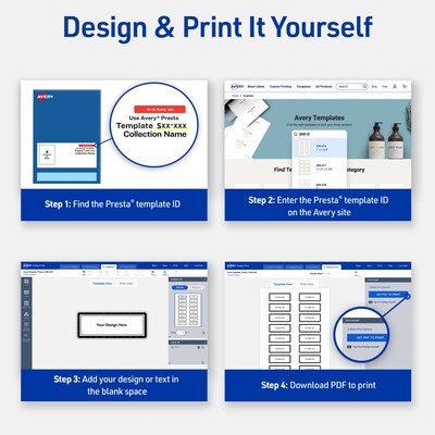 Avery Silver-Navy Matte Blank Card, White, 120/Pack (S00-FHT)
