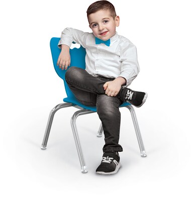 MooreCo 12 Hierarchy Student Chair with 4 Legs, Blue/Chrome Base (703673595308)