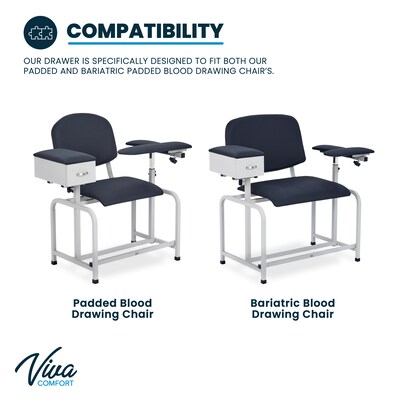 Viva Comfort Adjustable Bariatric Phlebotomy Blood Drawing Chair, 500 lbs. Capacity, Black (ADI997-01D-BLK-MK)