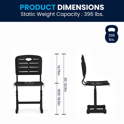 Flash Furniture Adjustable-Height Student Chair with Pedestal Frame, Black (YUYCX09010)