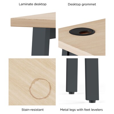 Union & Scale™ Essentials 60 Single Pedestal Desk, Natural (UN60419)