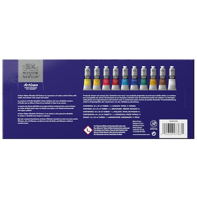 Winsor and Newton Artisan Water Mixable Oil Paint Tube Set, Assorted Colors, 37 mL, 10/Set (WNX1590228)