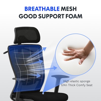 FlexiSpot Ergonomic Mesh Swivel Computer and Desk Chair, Black (C3B-FM)