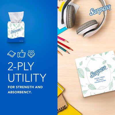 Surpass Cube Facial Tissue, 2-ply, White, 90 Sheets/Box, 36 Boxes/Carton (21320)
