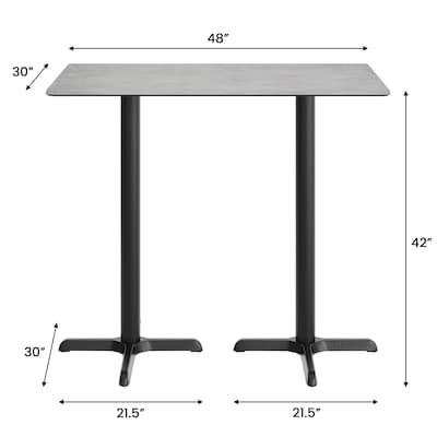 Flash Furniture Acadia Wooden Dining Table, 30"D x 48"W, Gray Faux Concrete/Black Base (ST3048CGT2230B)