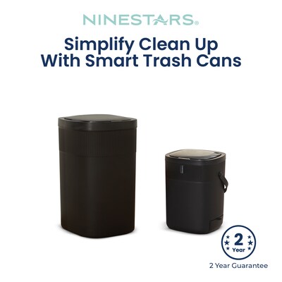 NineStars Plastic Indoor Automatic Sensor Trash Can Set, 13 Gallons & 3.2 Gallons, Black (CB-DZT-50-