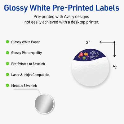 Avery Circle Multipurpose Labels, 2 Dia., White, 120/Pack (19479370441)