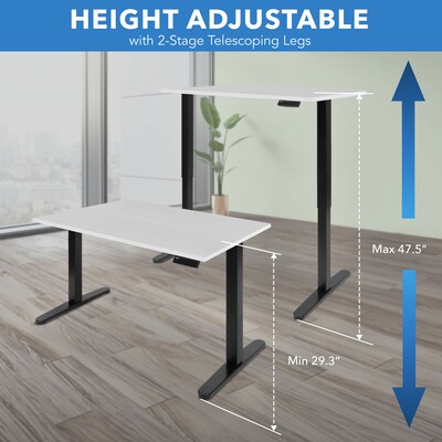Mount-It! 48"W Electric Adjustable Standing Desk, White/Black (MI-18118)