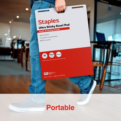 Staples Ultra Sticky Easel Pad, 25" x 30", 30 Sheets/Pad, 8 Pads/Pack (ST62838)