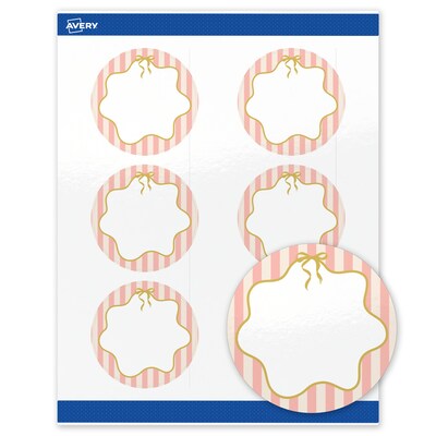 Avery Round Laser/Inkjet Multipurpose Labels, 3, White, 60/Pack (19479371131)