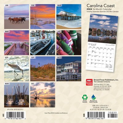 2024 BrownTrout Carolina Coast 7 x 14 Monthly Wall Calendar (9781975462161)
