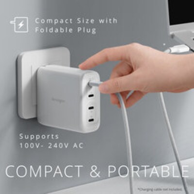 Kensington 140W USB-C GaN 4-Port Charger for Laptops & Mobile Devices, White (K38102NA)