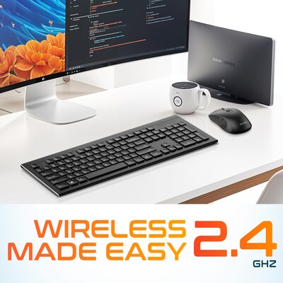 Delton Ultra Slim KB7 Wireless Keyboard and S8 Optical Mouse Combo, Black (DKBMKIT2-WB)
