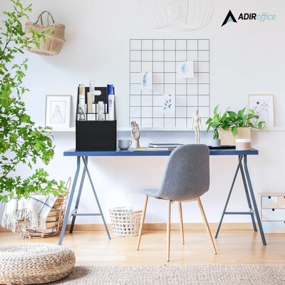AdirOffice 12-Slot Roll File, 22.24"H x 15.55"W x 15.55"D, Black (ADI627-WBLK)