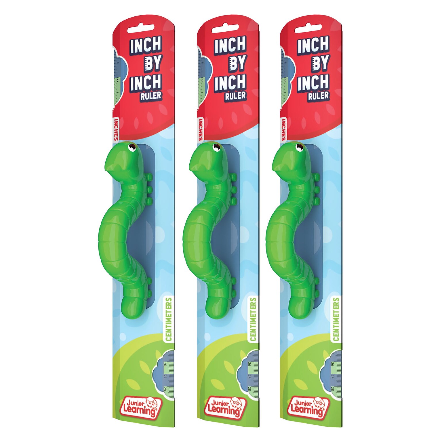 Junior Learning Inch by Inch Ruler, 3 Packs (JRL720-3)