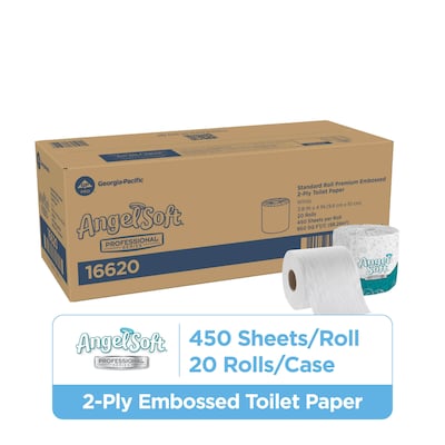 Angel Soft Ultra Professional Series Recycled Toilet Paper, 2-ply, White, 450 Sheets/Roll, 20 Rolls/Case (16620)