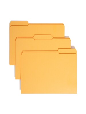 Smead Reinforced File Folder, 3 Tab, Letter Size, Goldenrod, 100/Box (12234)