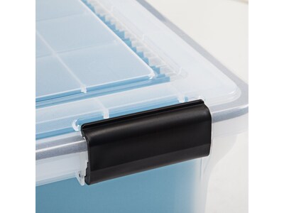 Iris WeatherPro Stackable Polypropylene Storage Box, 10.86" x 18" x 14.5", 32 Qt., Clear, 6/Pack (110600)