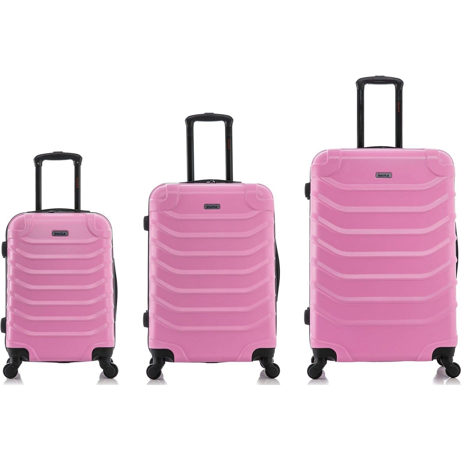 InUSA Endurance Polycarbonate/ABS 3-Piece Luggage Set, Pink (IUENDSML-PNK)