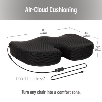 Mind Reader Memory Foam Heated Air-Cloud Seat Cushion, Black (HEASCUSH-BLK)