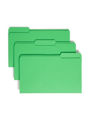 Smead CutLess® File Folder, 3 Tab, Legal Size, Green, 100/Box (17143)