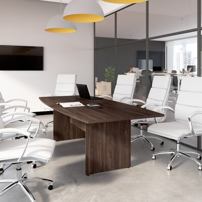Bush Business Furniture 96W x 42D Boat Shaped Conference Table with Wood Base, Black Walnut (99TB964