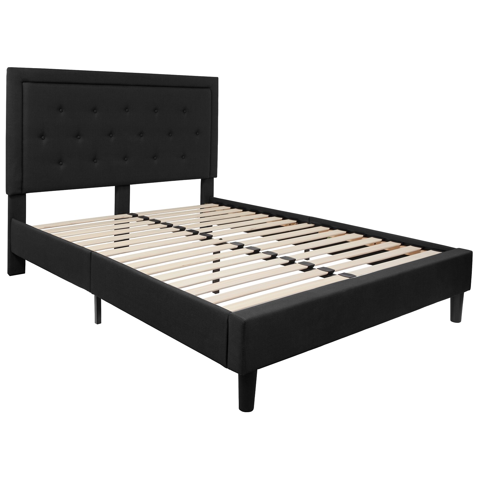 Flash Furniture Roxbury Tufted Upholstered Platform Bed in Black Fabric, Queen (SLBK5QBK)