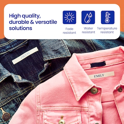 Brother P-touch Fabric Label Tape, 1/2" x 9.8', Navy Blue on White (TZeFA3)