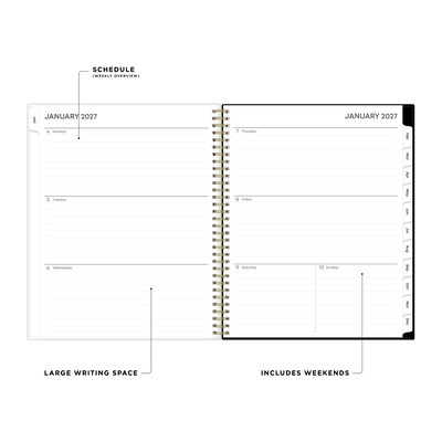 2027 Blue Sky Baccara Dark 8.5 x 11 Calendar Year Weekly & Monthly Planner, Plastic Cover (110211-27)